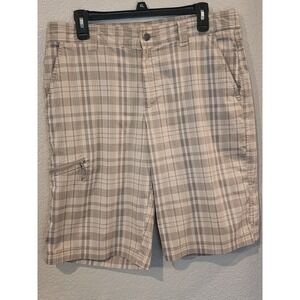 Columbia Men's Shorts Omni-Wick Beige/Tan Plaid Shorts, Size 34, Inseam 11"